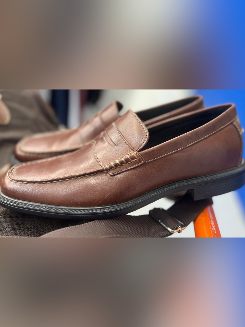 Rockport Men's Brown Leather Penny Loafers